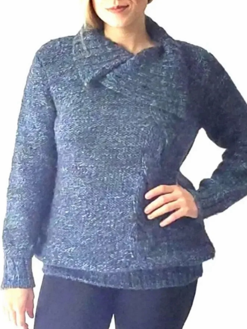 Orvis Women's Teal Marled Cable-Front Turtleneck Pullover